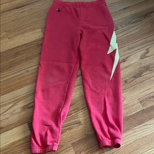 Red Aviator Nation Lighting Bolt Sweatpants